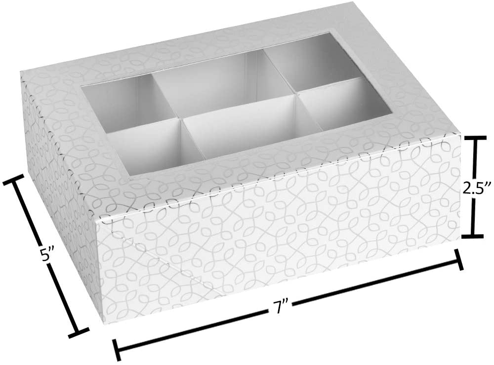 Window Box With Six Sections 7"x5"x2.5" Silver And White 12 Pack