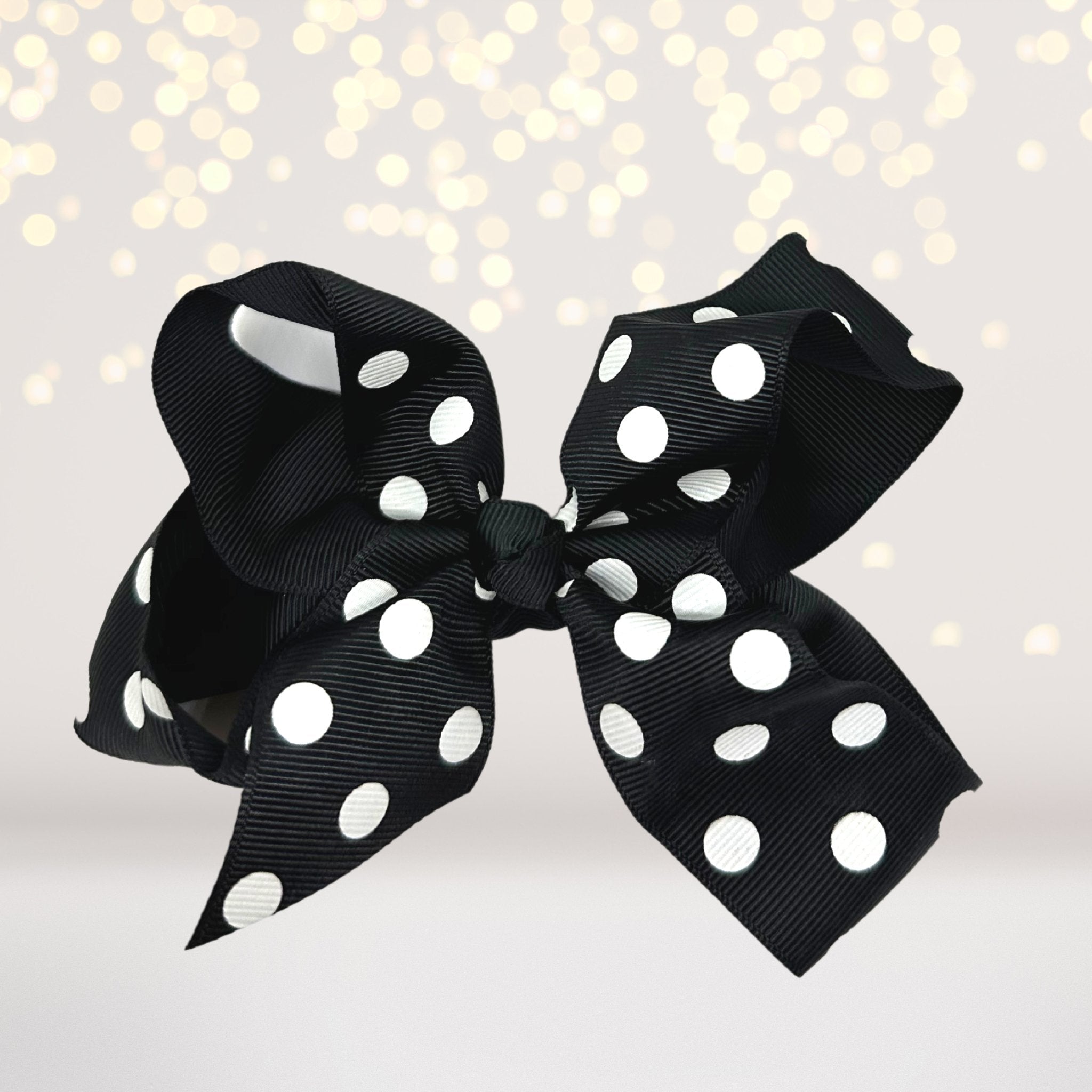 Girls Polka Dot Hair Bow, 5 Inch Grosgrain Polka Dot Hair Bow