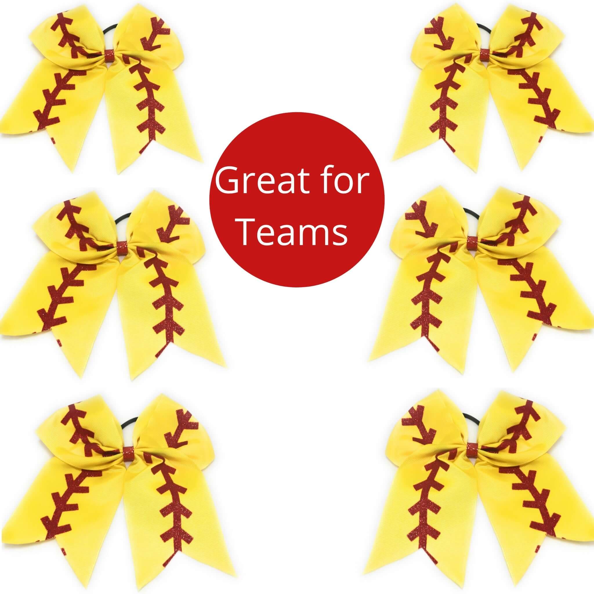7 Inch Glittery Softball Baseball Cheer Bow Large For Girls