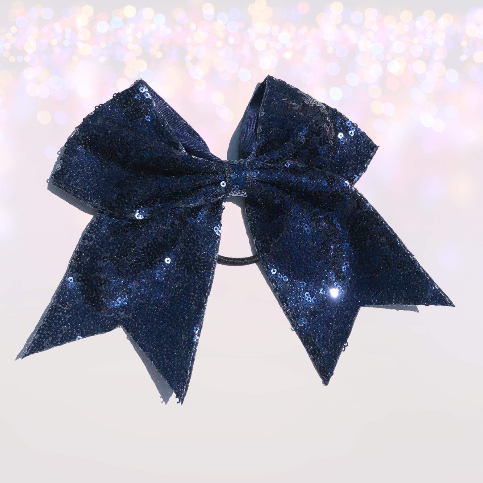 7 Inch Sequin Cheer Bows, Girls Sequin Cheerleader Bow Pony