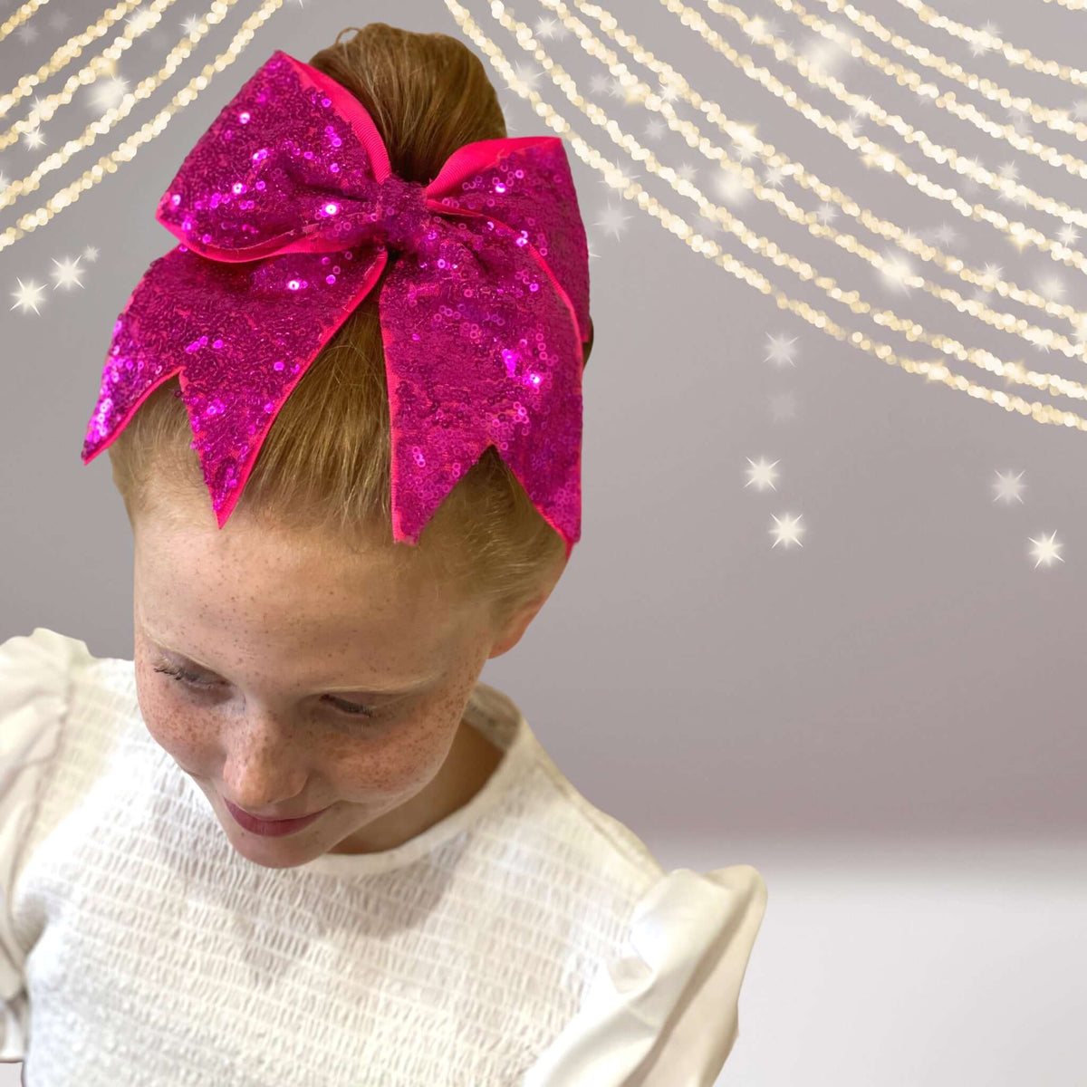 7 Inch Sequin Cheer Bows, Girls Sequin Cheerleader Bow Pony