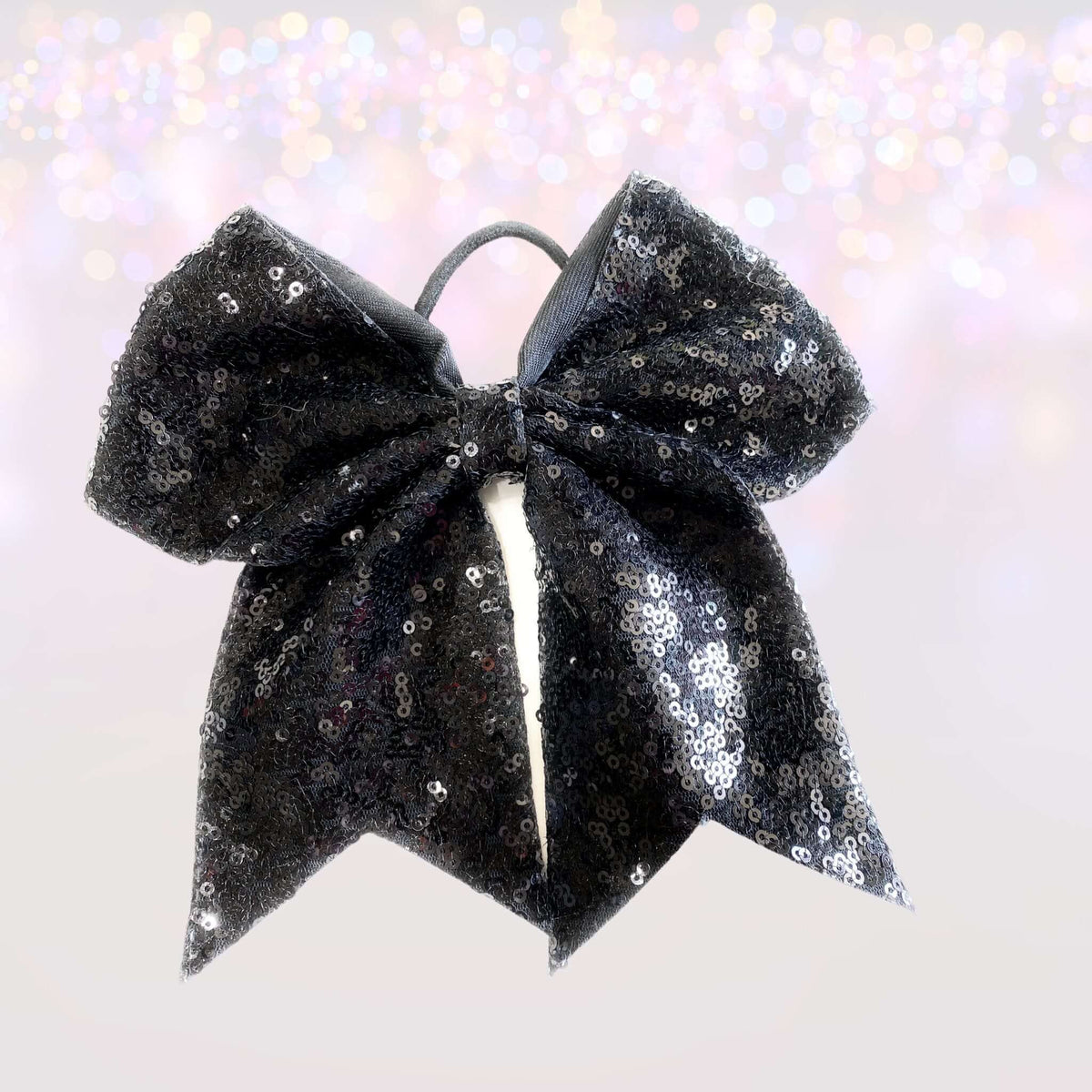 7 Inch Sequin Cheer Bows, Girls Sequin Cheerleader Bow Pony