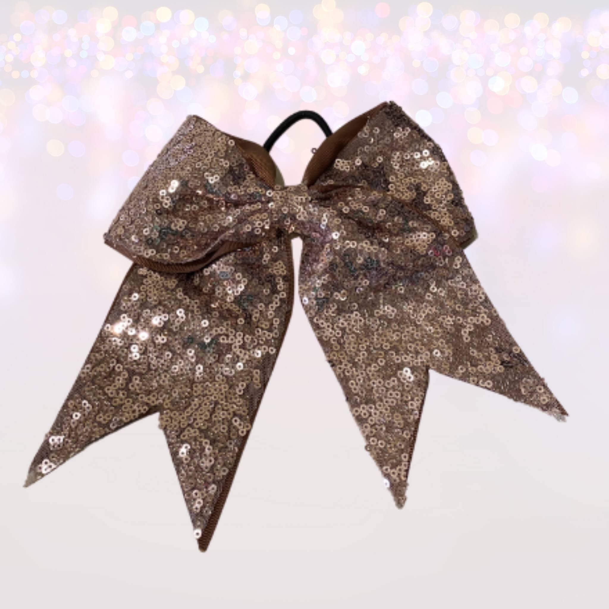 7 Inch Sequin Cheer Bows, Girls Sequin Cheerleader Bow Pony