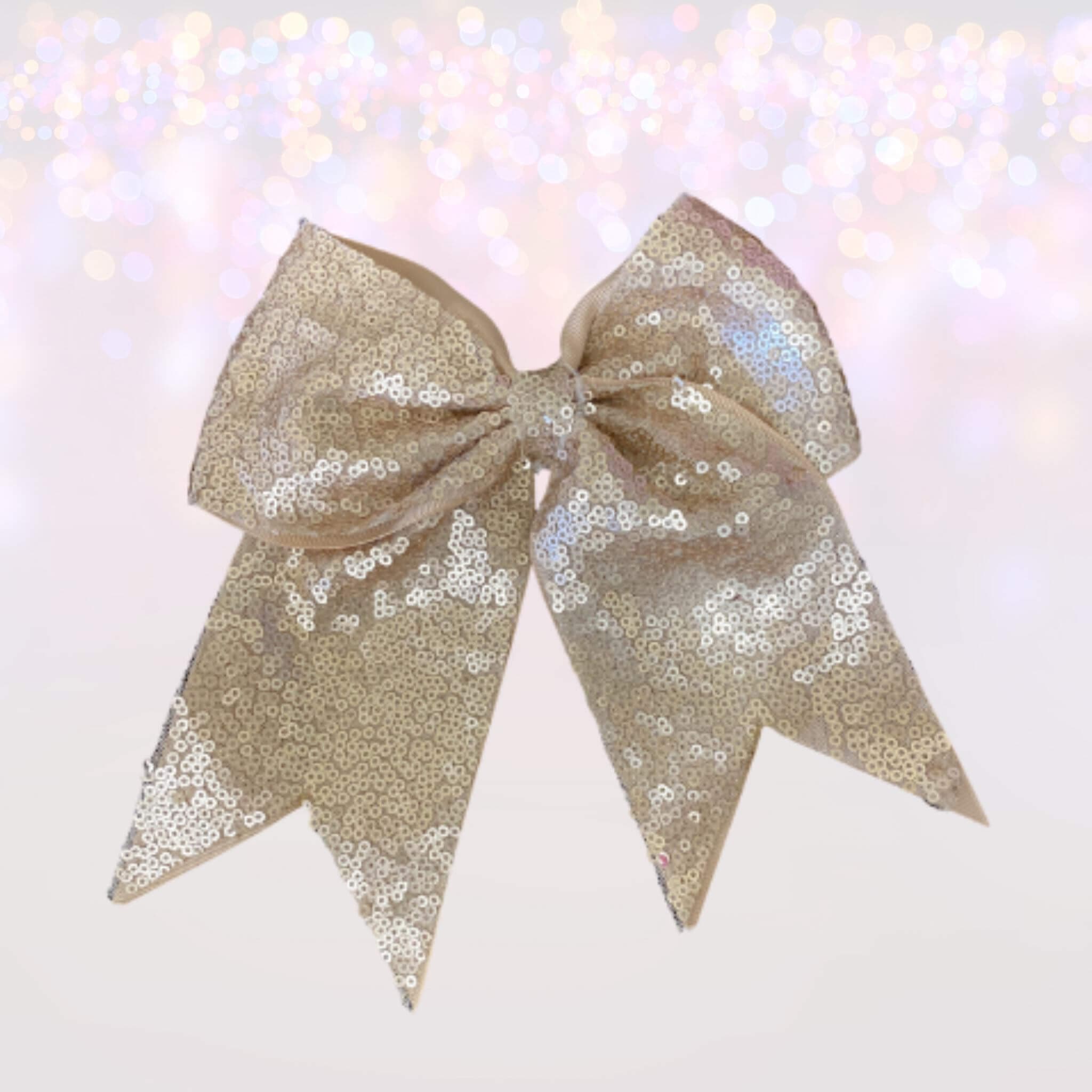 7 Inch Sequin Cheer Bows, Girls Sequin Cheerleader Bow Pony