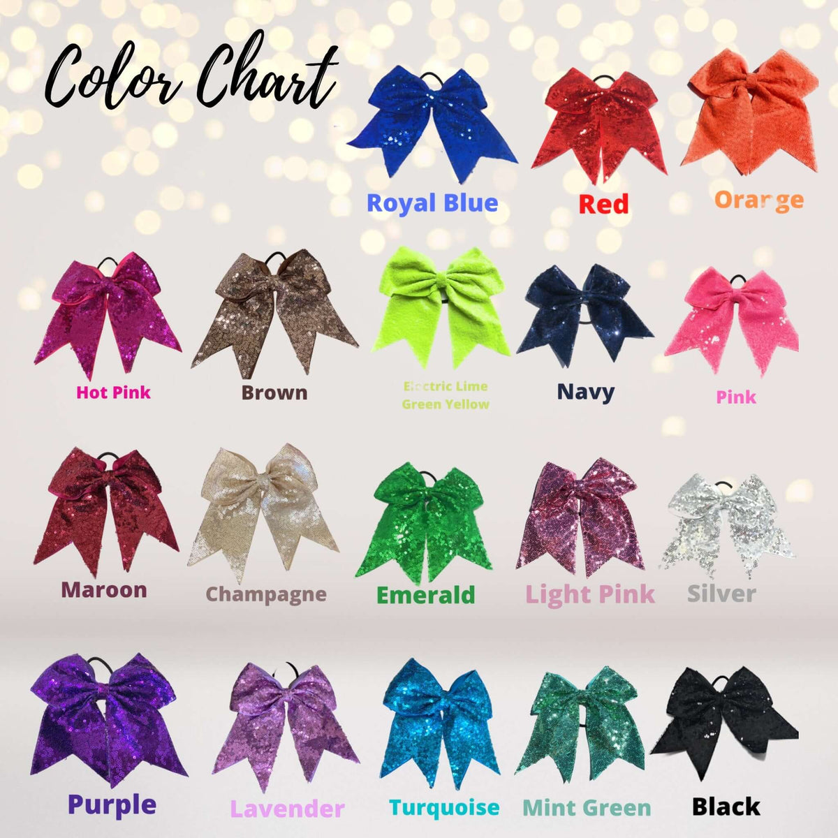 7 Inch Sequin Cheer Bows, Girls Sequin Cheerleader Bow Pony