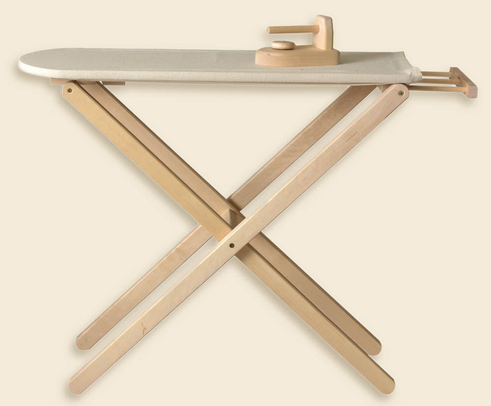 Wooden Ironing Board with Iron