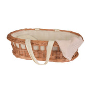 Wicker Carry Cot with Knitted Blanket