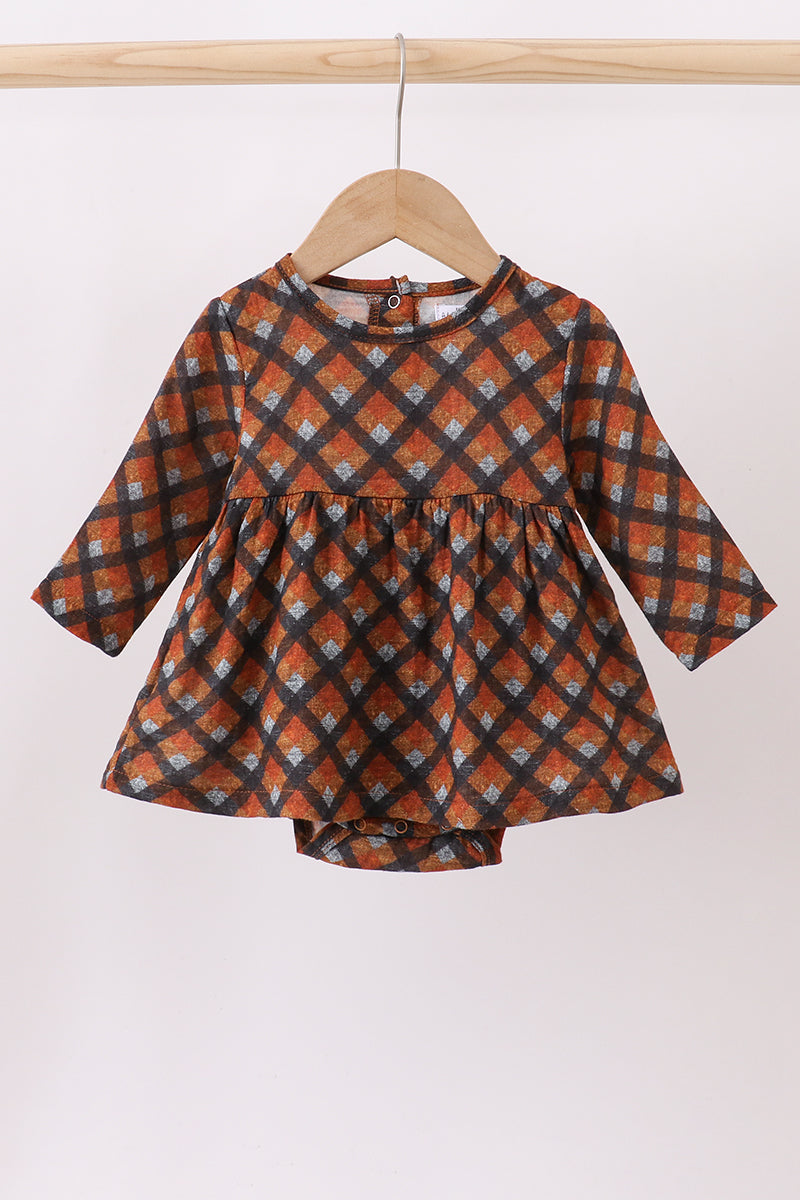Premium Brown Plaid Muslin Bubble