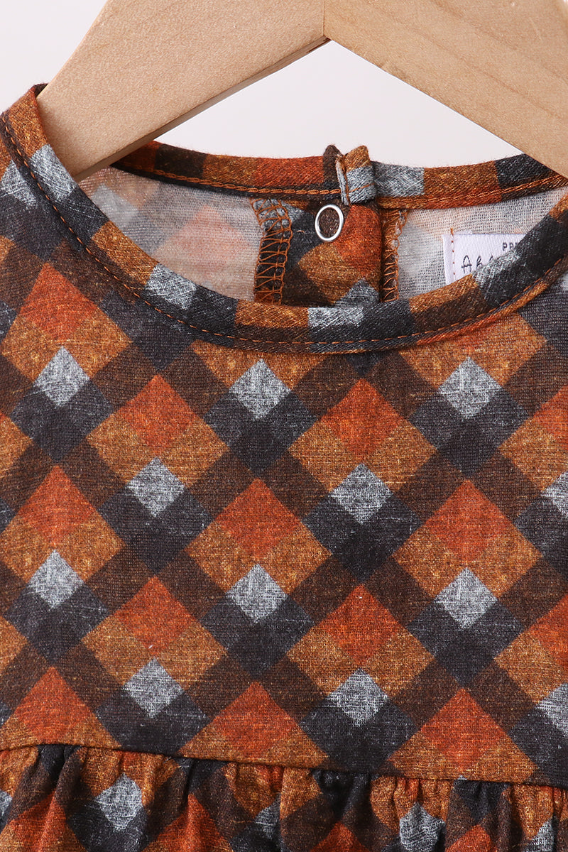 Premium Brown Plaid Muslin Bubble