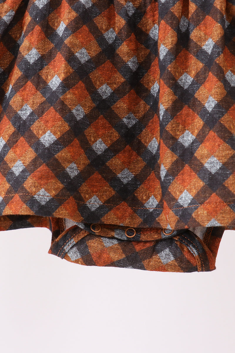 Premium Brown Plaid Muslin Bubble