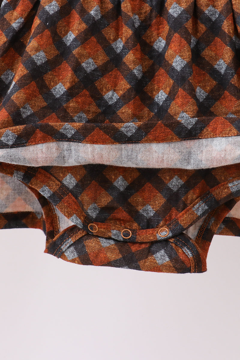 Premium Brown Plaid Muslin Bubble
