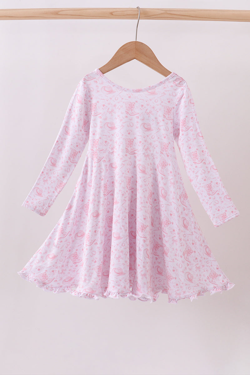 Premium Pink Boots Bamboo Dress