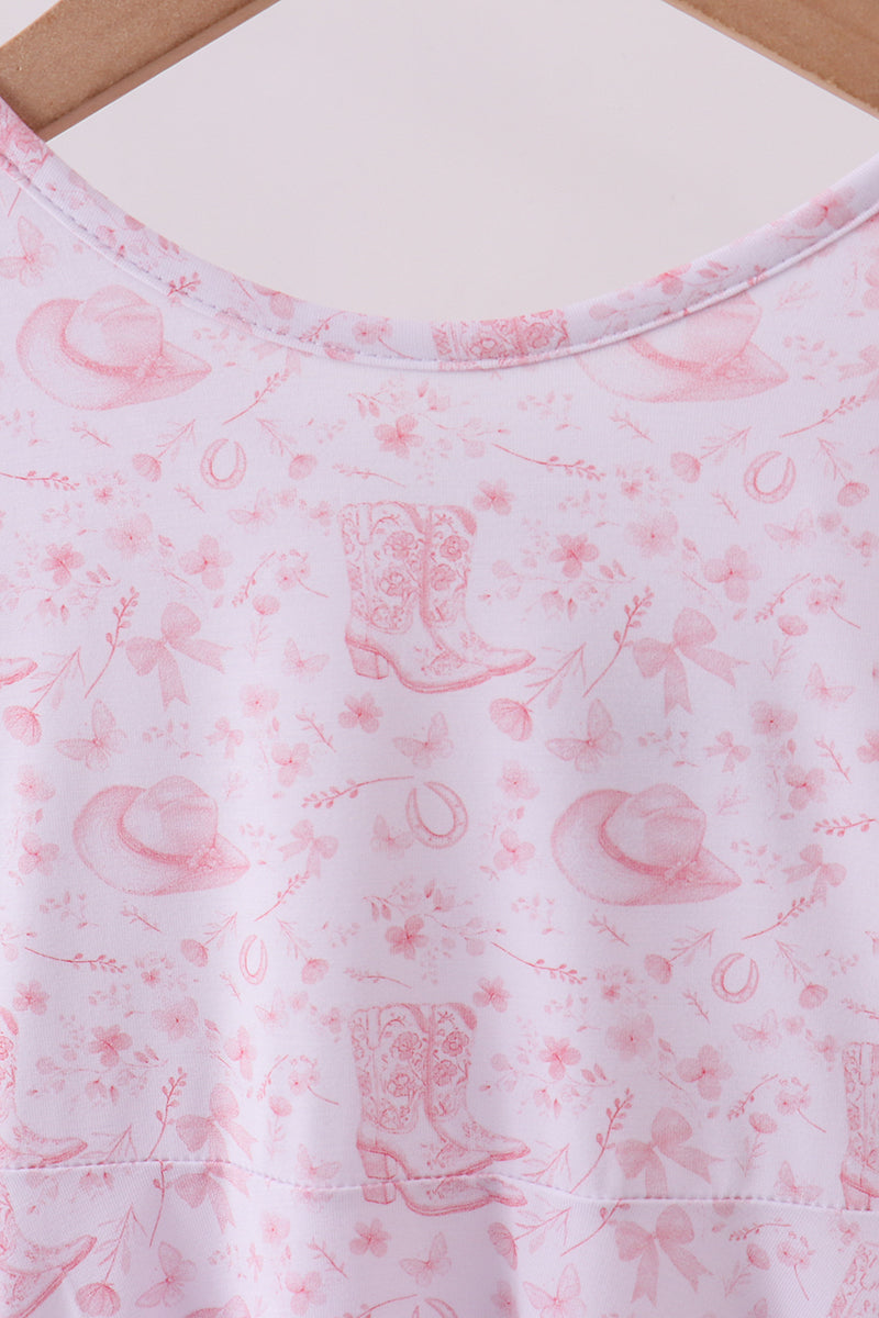 Premium Pink Boots Bamboo Dress