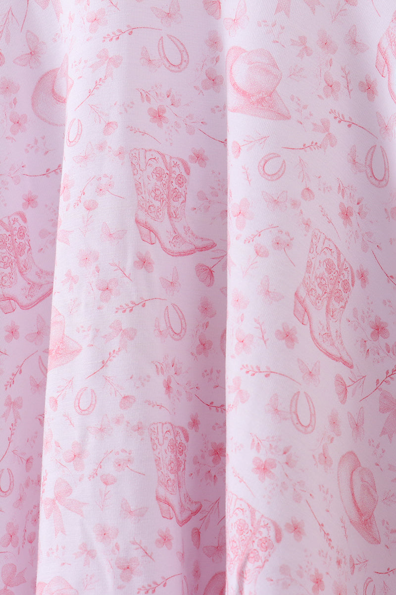 Premium Pink Boots Bamboo Dress