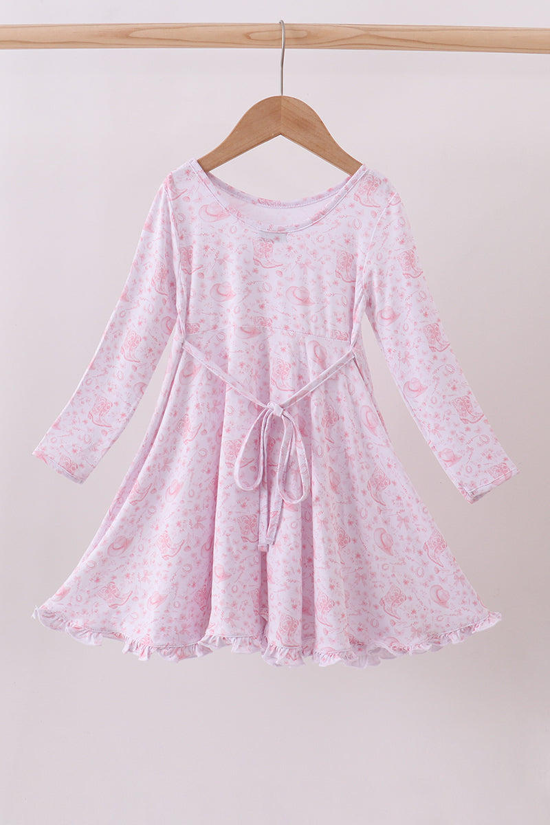 Premium Pink Boots Bamboo Dress