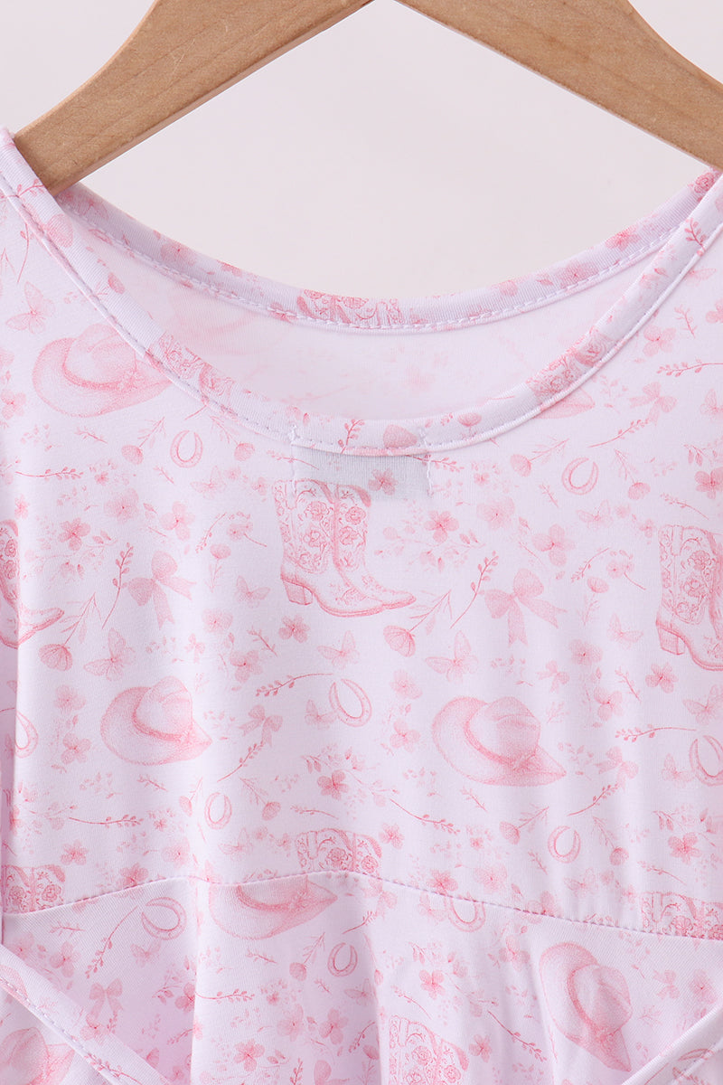 Premium Pink Boots Bamboo Dress