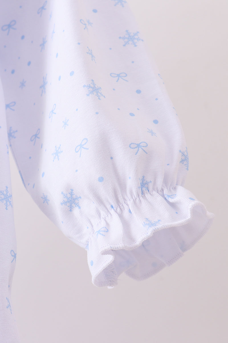 Premium Blue Snow Bow Embroidery Bubble