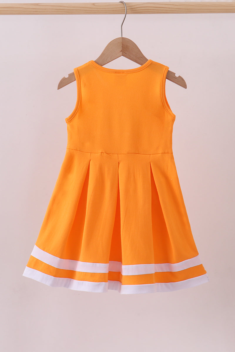 Premium Orange Tennessee Go Team Embroidery Ruffle Dress