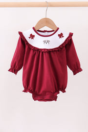 Premium Maroon Georgia Bulldog Bow Embroidery Bubble
