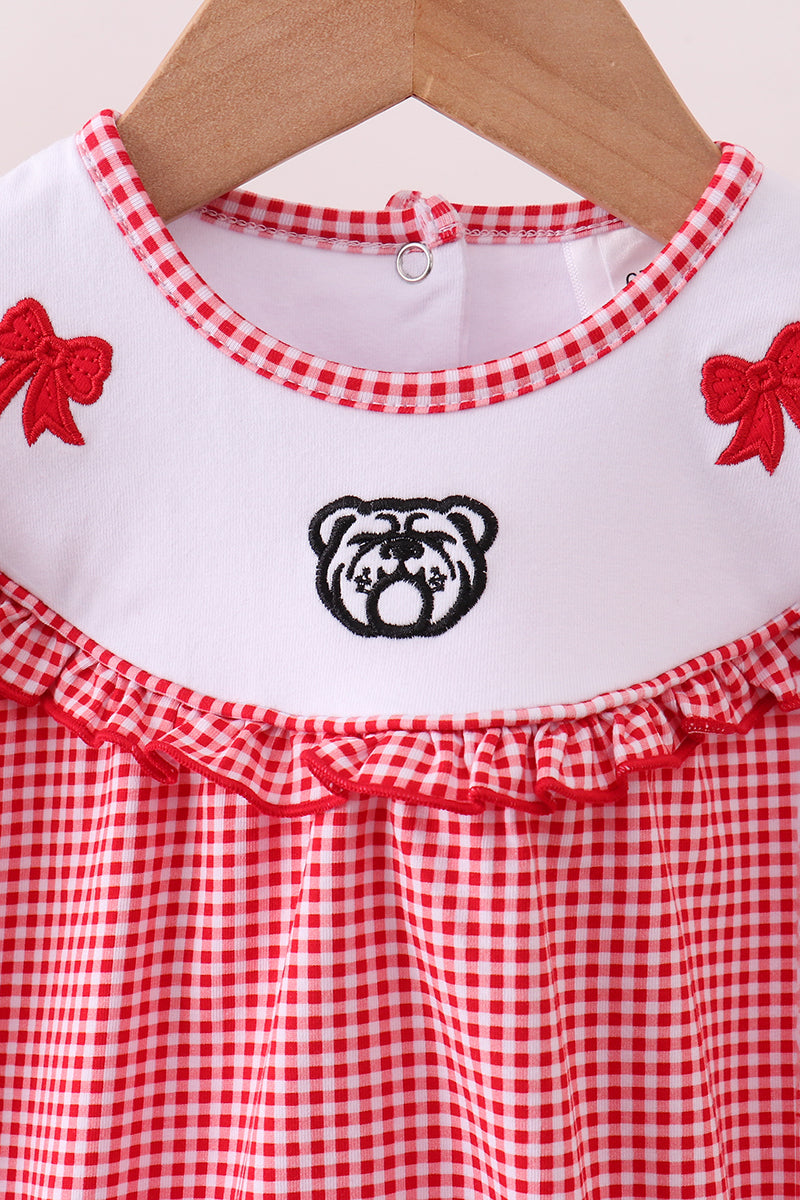Premium Red Georgia Bulldog Bow Embroidery Bubble