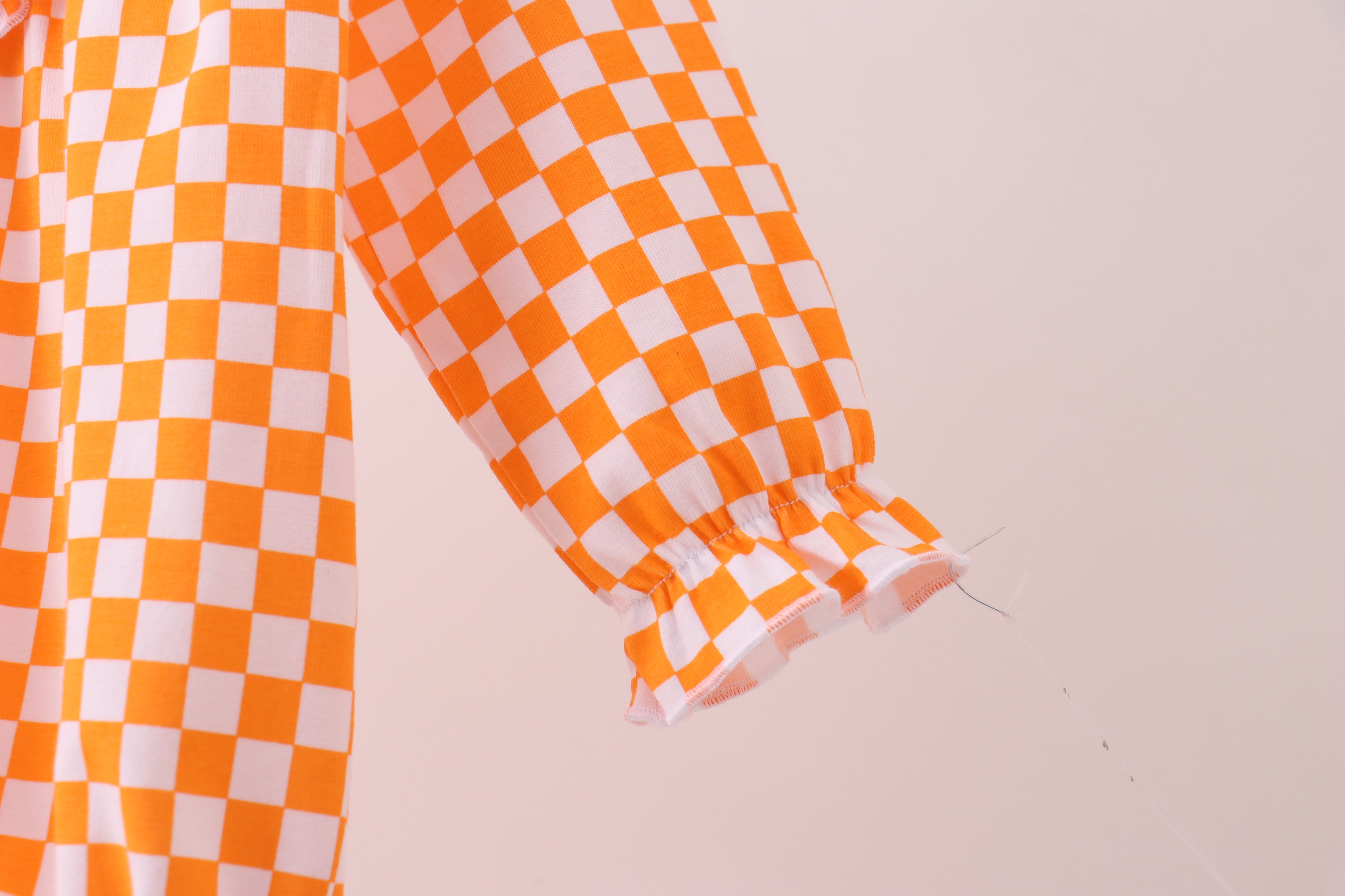 Orange Tennessee Puppy Bow Embroidery Checkered Bubble