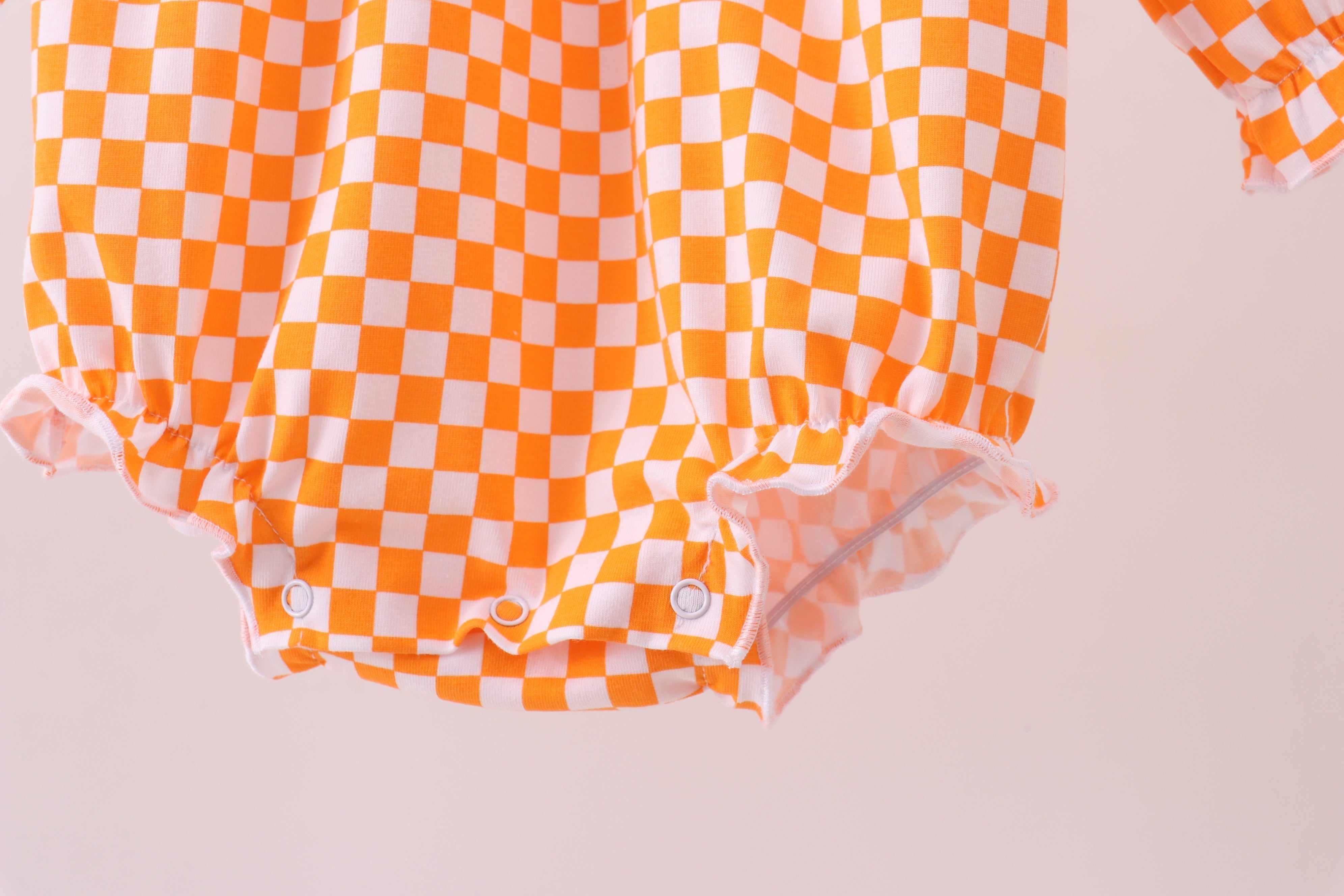 Orange Tennessee Puppy Bow Embroidery Checkered Bubble