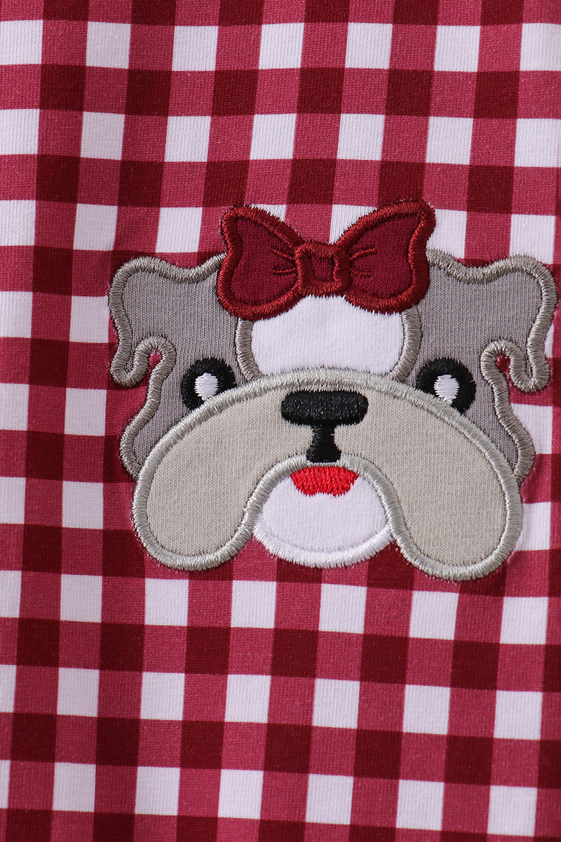 Premium Maroon Georgia Bulldog Gingham Ruffle Romper