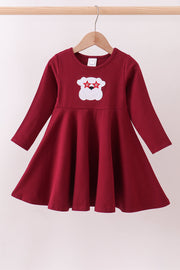 Premium Maroon Georgia Bulldog Applique Dress