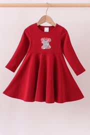 Premium Red Alabama Elephant Applique Dress
