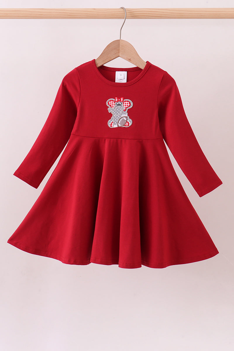 Premium Red Alabama Elephant Applique Dress