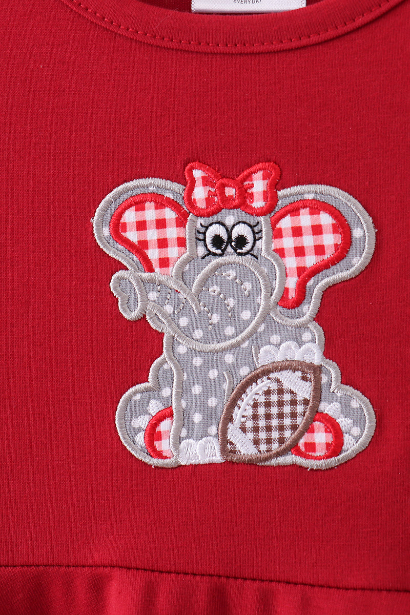 Premium Red Alabama Elephant Applique Dress