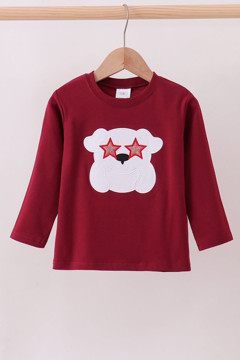 Premium Maroon Georgia Bulldog Applique Top