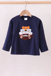 Premium Navy Auburn Tiger Applique Top