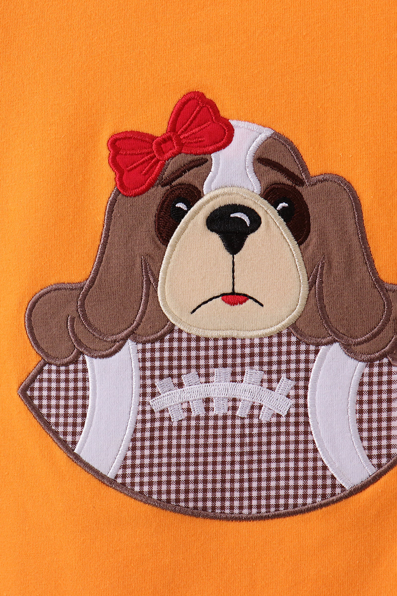 Premium Orange Tennessee Puppy Applique Top