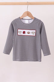 Premium Black Alabama Elephant Embroidery Top