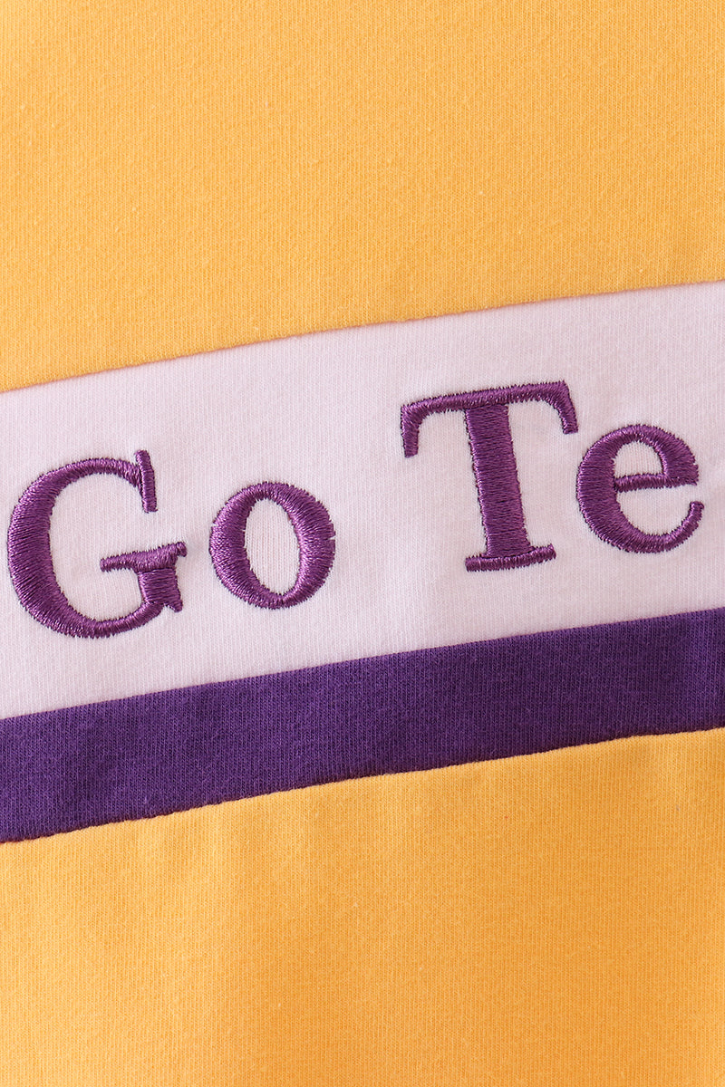 Premium Yellow Lsu Go Team Embroidery Top