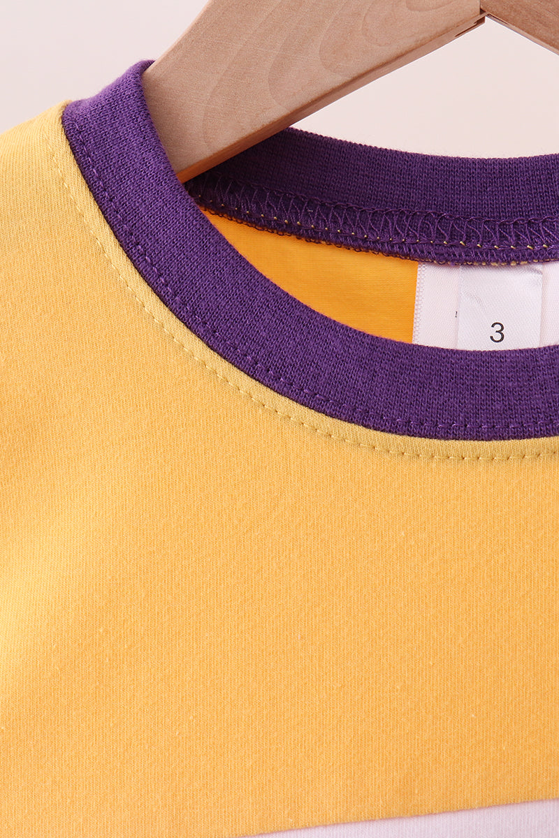 Premium Yellow Lsu Go Team Embroidery Top