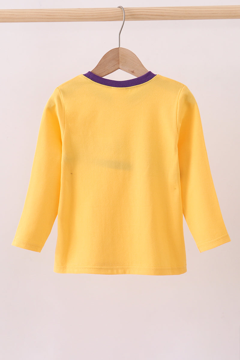 Premium Yellow Lsu Go Team Embroidery Top