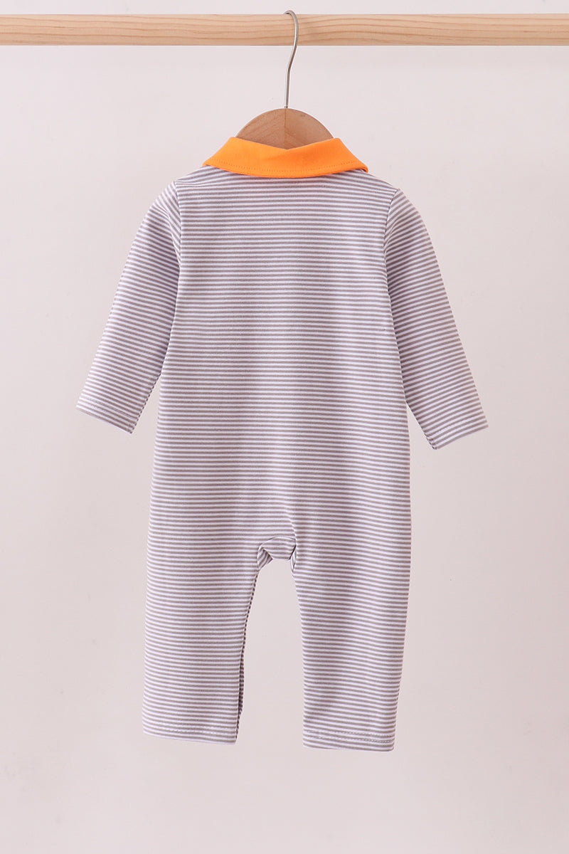 Premium Gray Tennessee Puppy Embroidery Stripe Romper