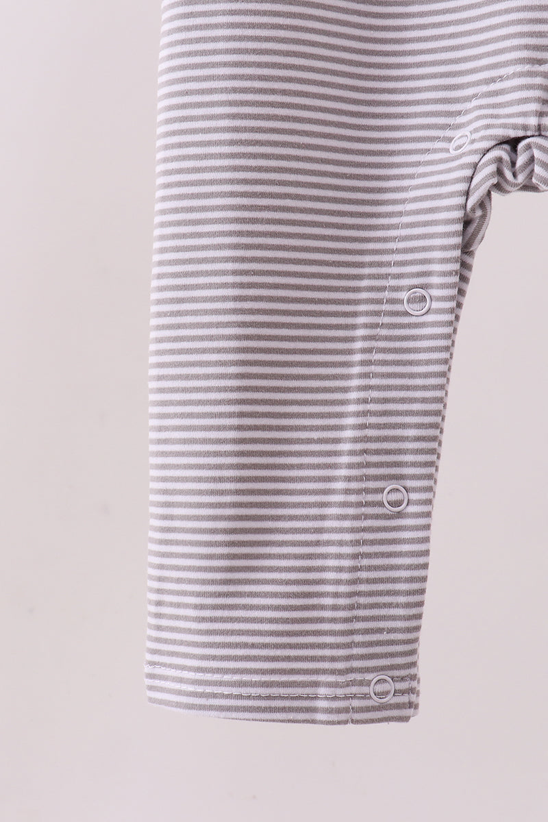 Premium Gray Tennessee Puppy Embroidery Stripe Romper