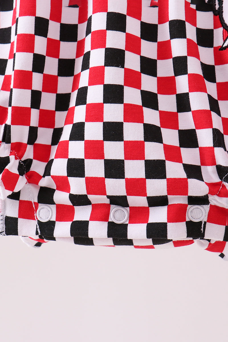 Checkered Georgia Dog Applique Ruffle Bubble