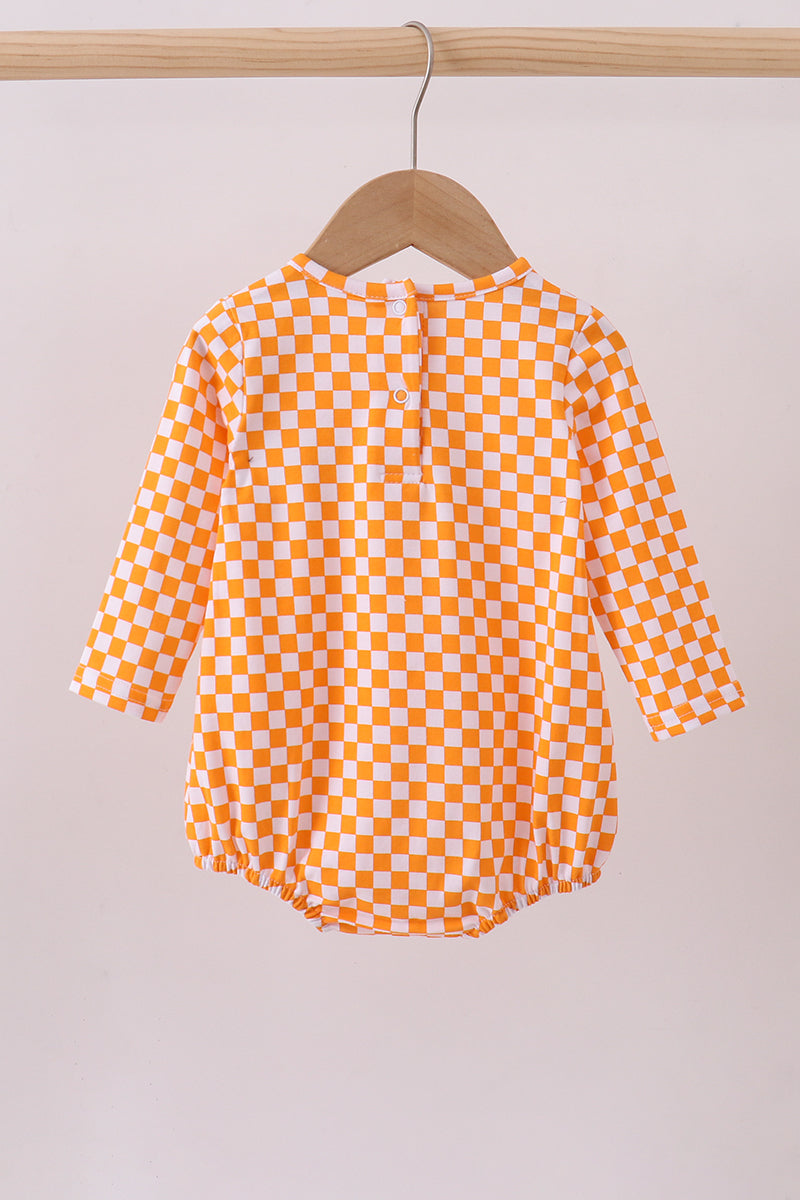 Orange Tennessee Puppy Bow Embroidery Checkered Bubble