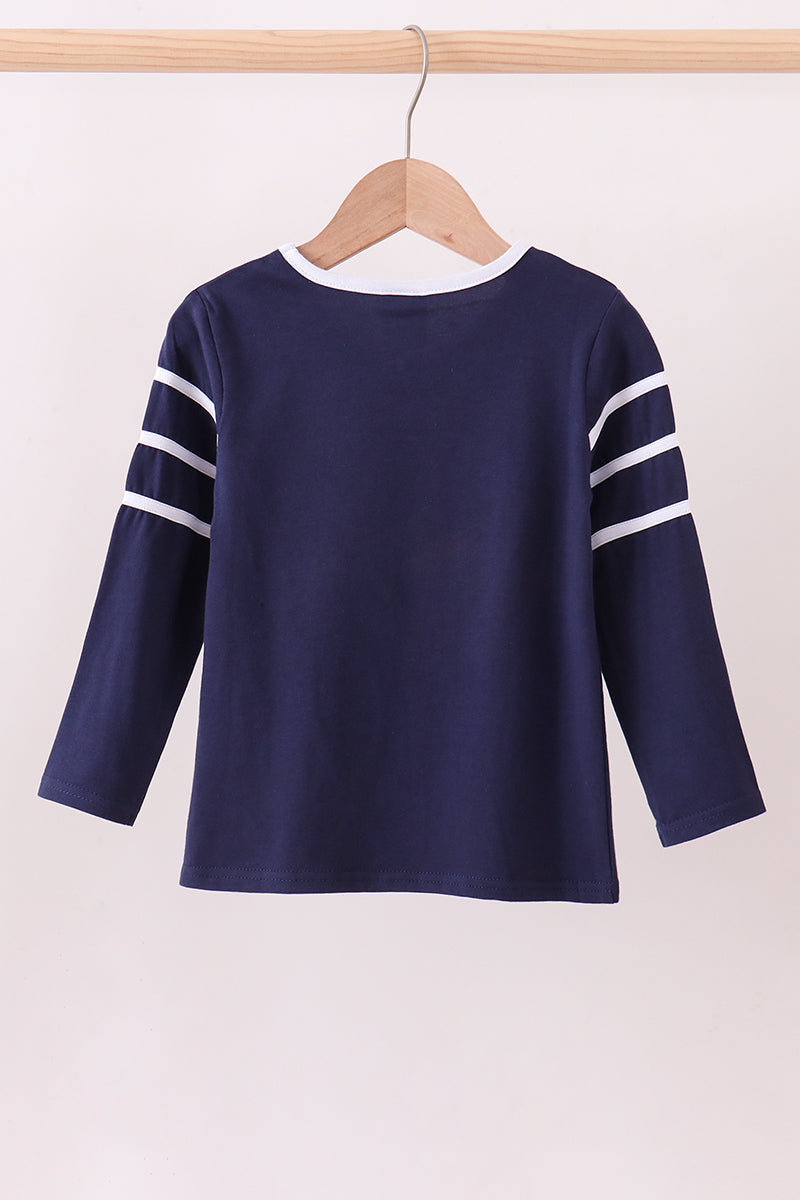 Premium Navy Auburn Tiger Applique Top