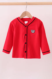 Premium Red Georgia Bulldog Embroidery Cardigan