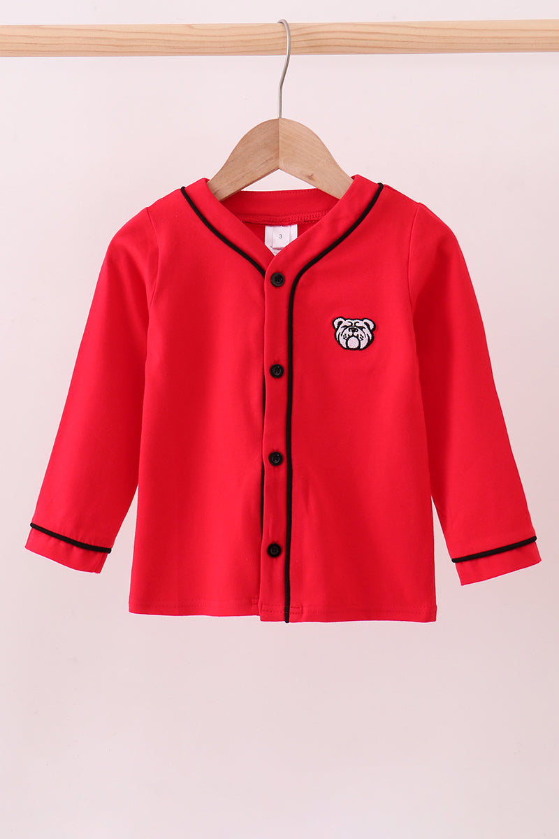 Premium Red Georgia Bulldog Embroidery Cardigan