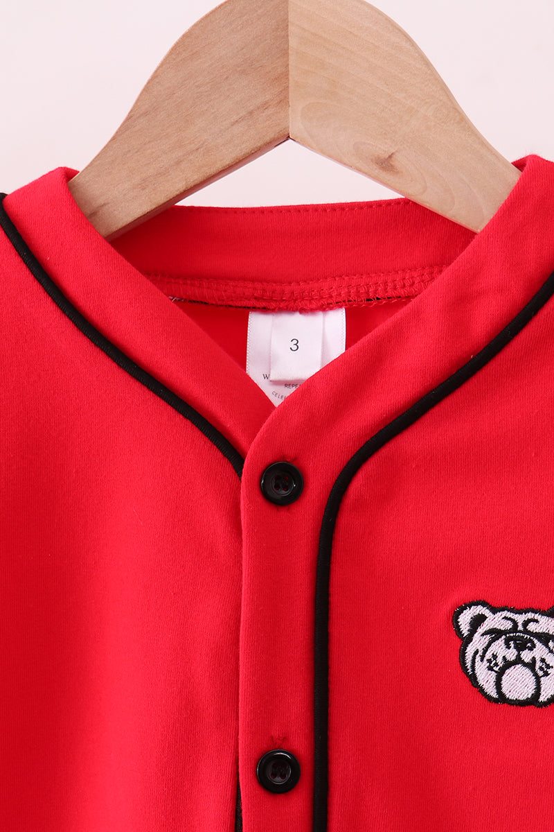 Premium Red Georgia Bulldog Embroidery Cardigan