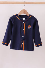 Premium Navy Auburn Tiger Embroidery Cardigan