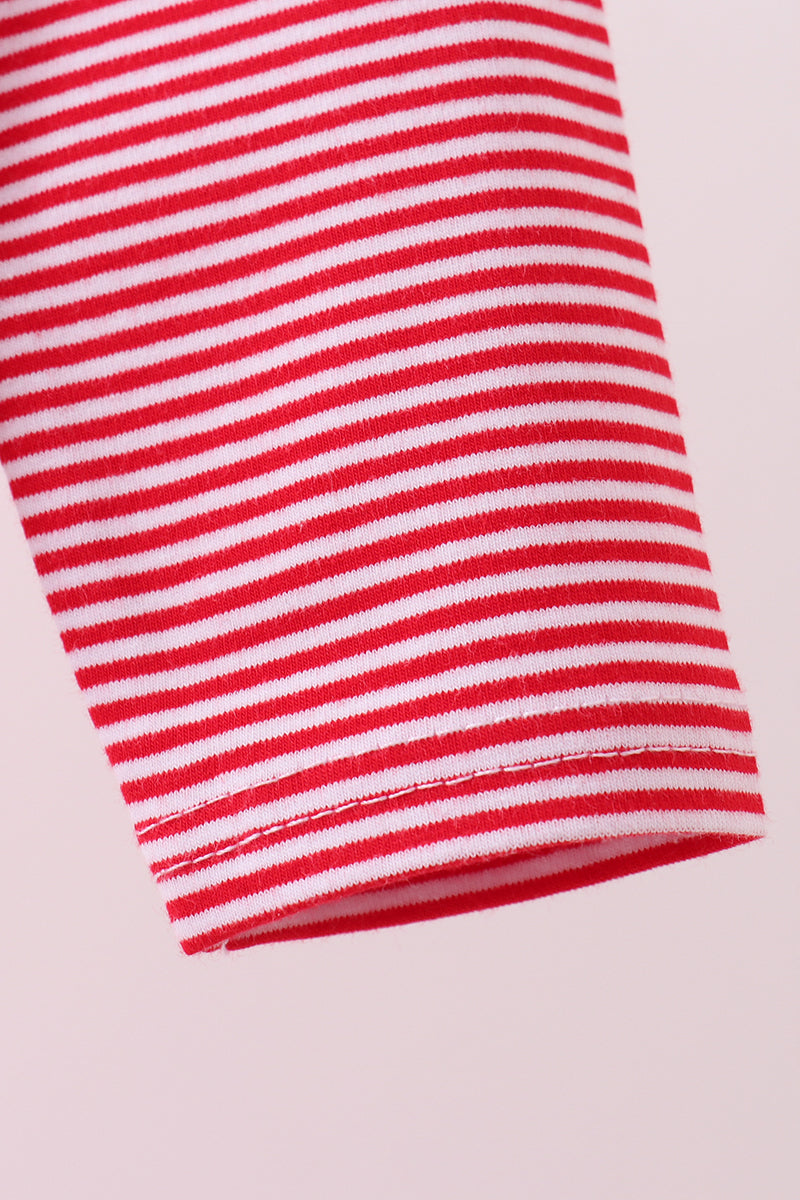 Premium Red Georgia Bulldog Embroidery Stripe Top