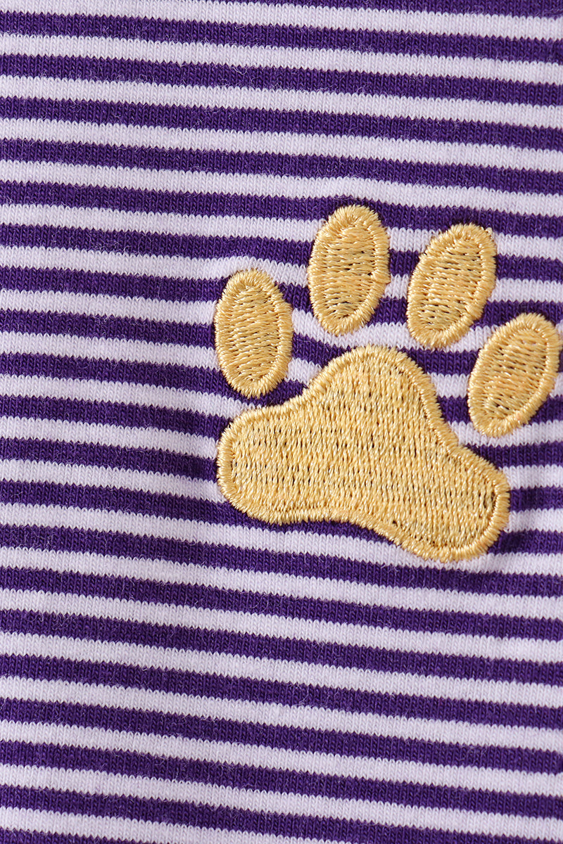 Premium Purple Lsu Stripe Embroidery Top