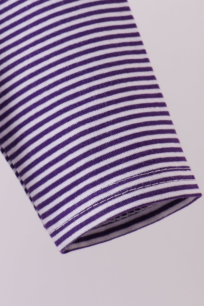 Premium Purple Lsu Stripe Embroidery Top